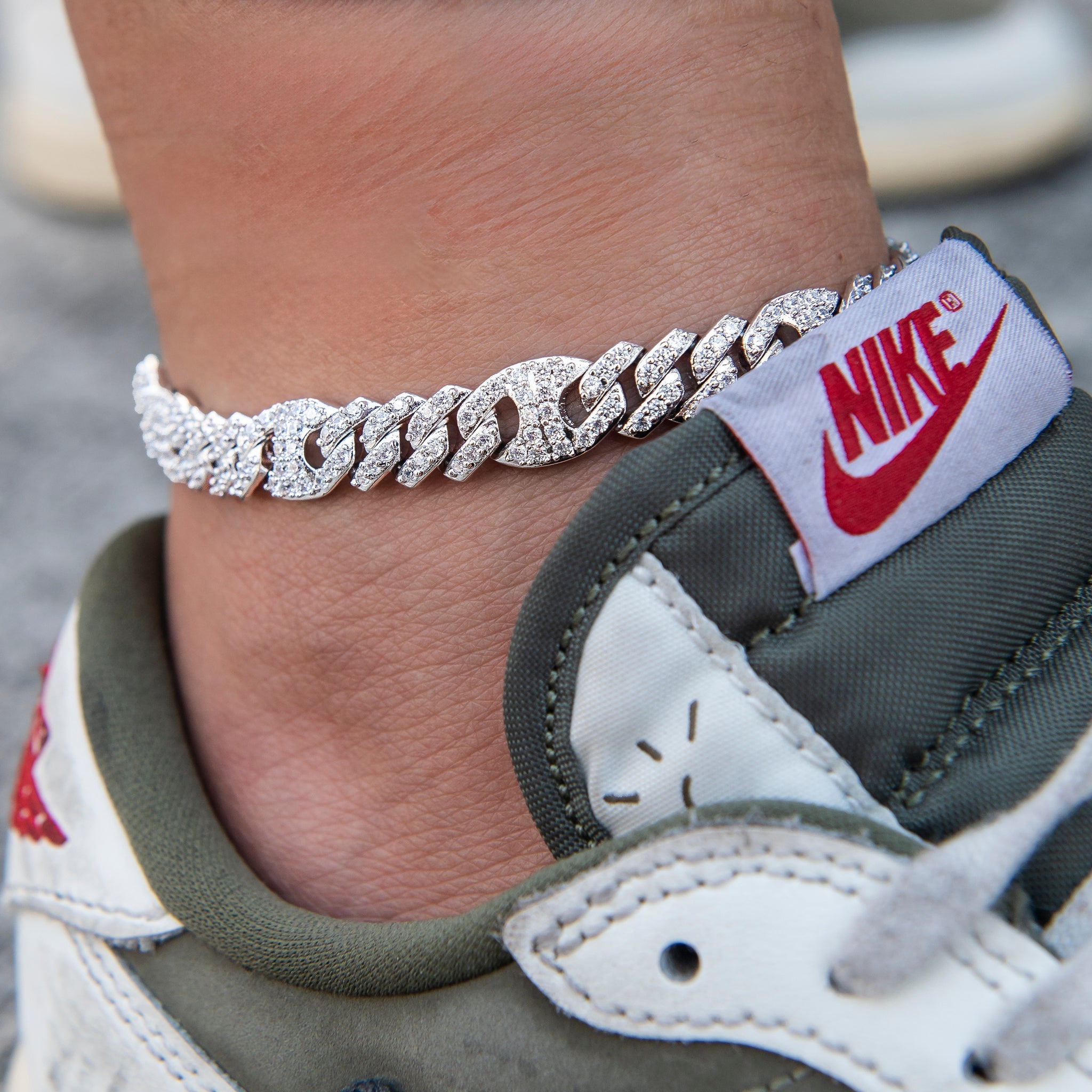 9MM Iced Mariner Cuban Anklet in White Gold