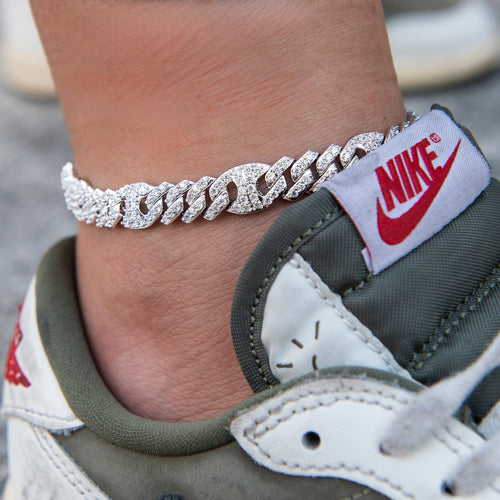 9MM Iced Mariner Cuban Anklet in White Gold