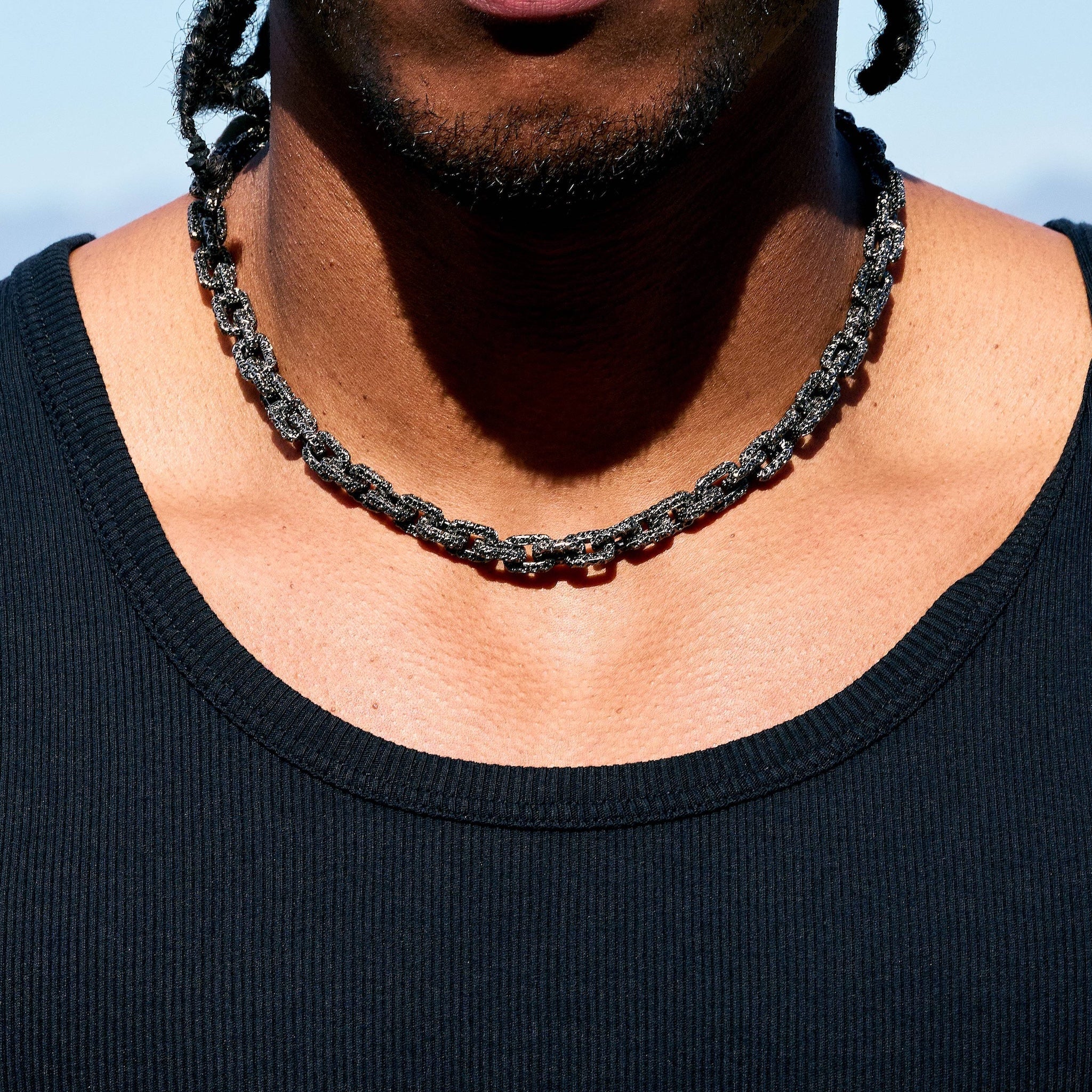 GLD X Bloody Osiris Lab Diamond Voronoi Link Chain in Solid Black Gold