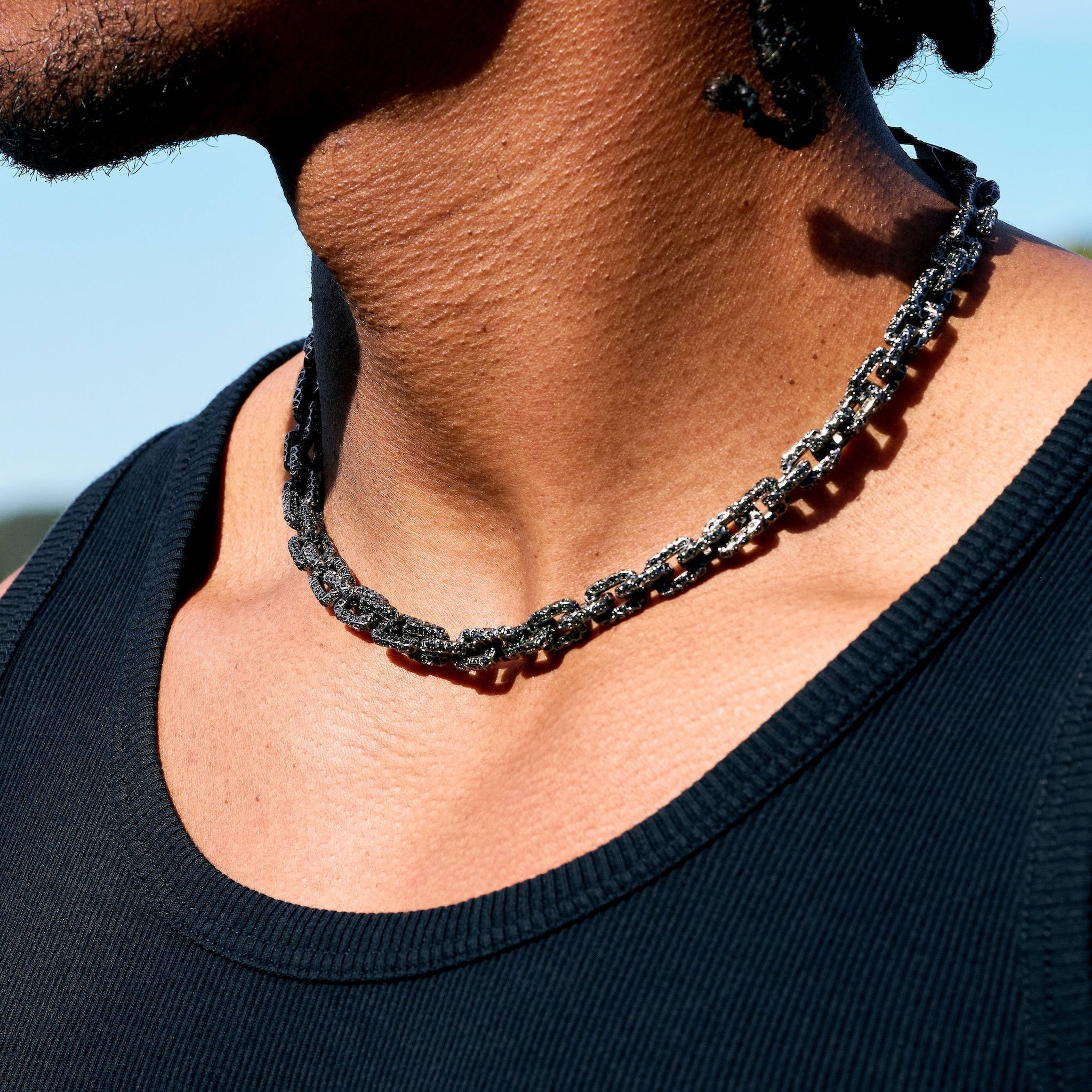 GLD X Bloody Osiris Lab Diamond Voronoi Link Chain in Solid Black Gold