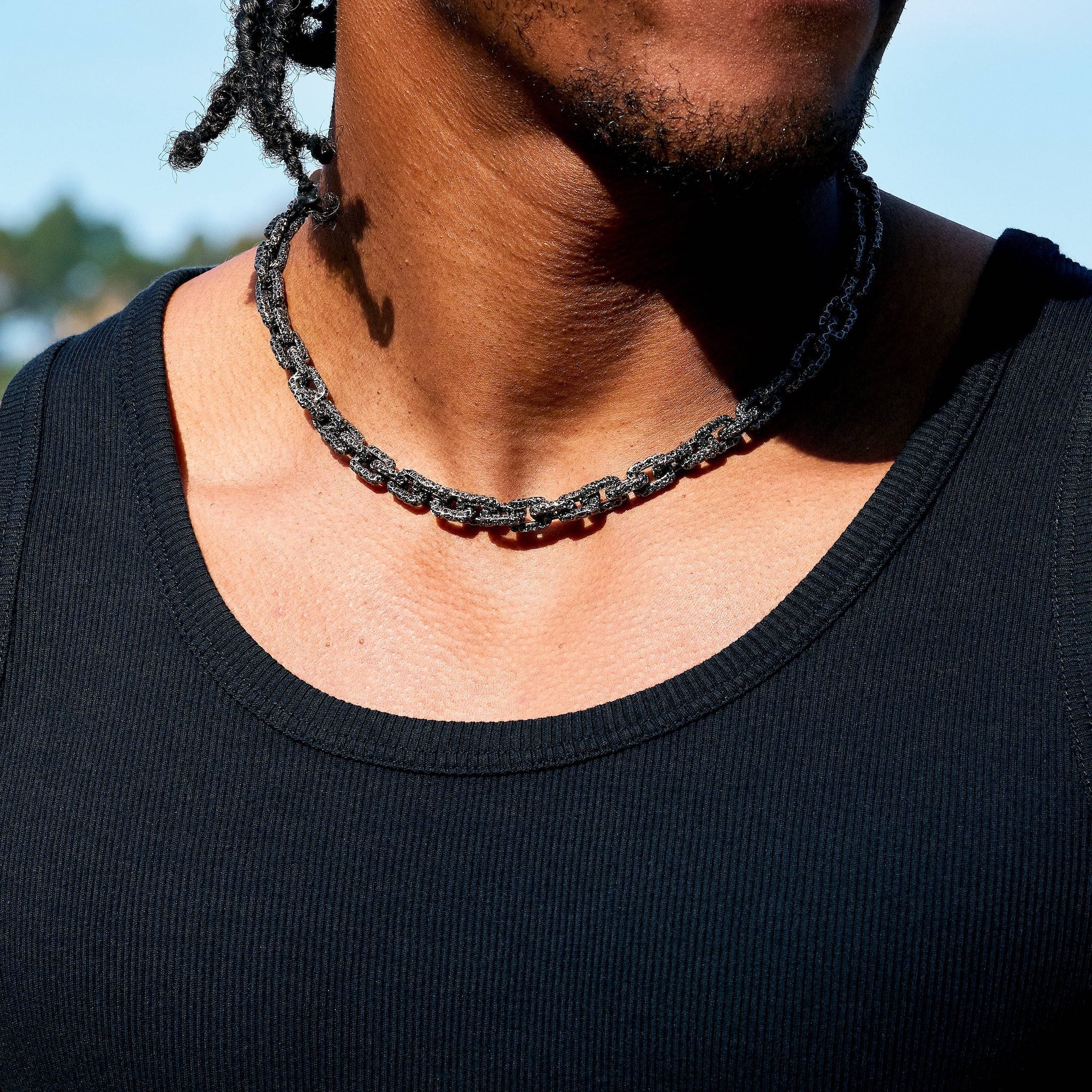 GLD X Bloody Osiris Lab Diamond Voronoi Link Chain in Solid Black Gold