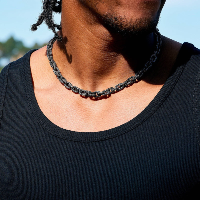 GLD X Bloody Osiris Lab Diamond Voronoi Link Chain in Solid Black Gold