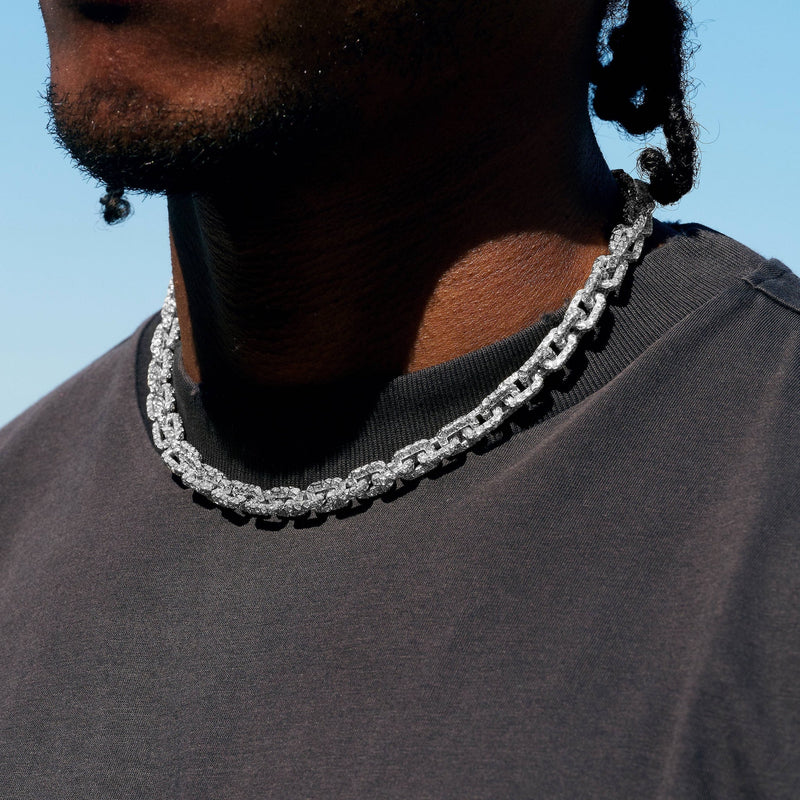 GLD X Bloody Osiris Lab Diamond Voronoi Link Chain in Solid White Gold