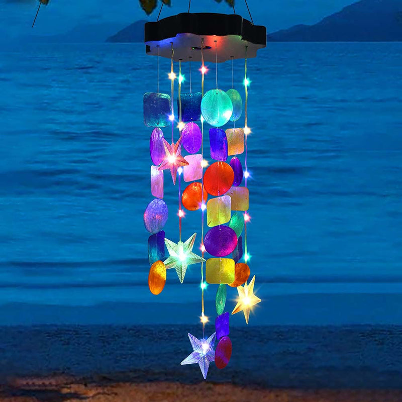 Luci colorate a conchiglia, campanelli eolici solari 