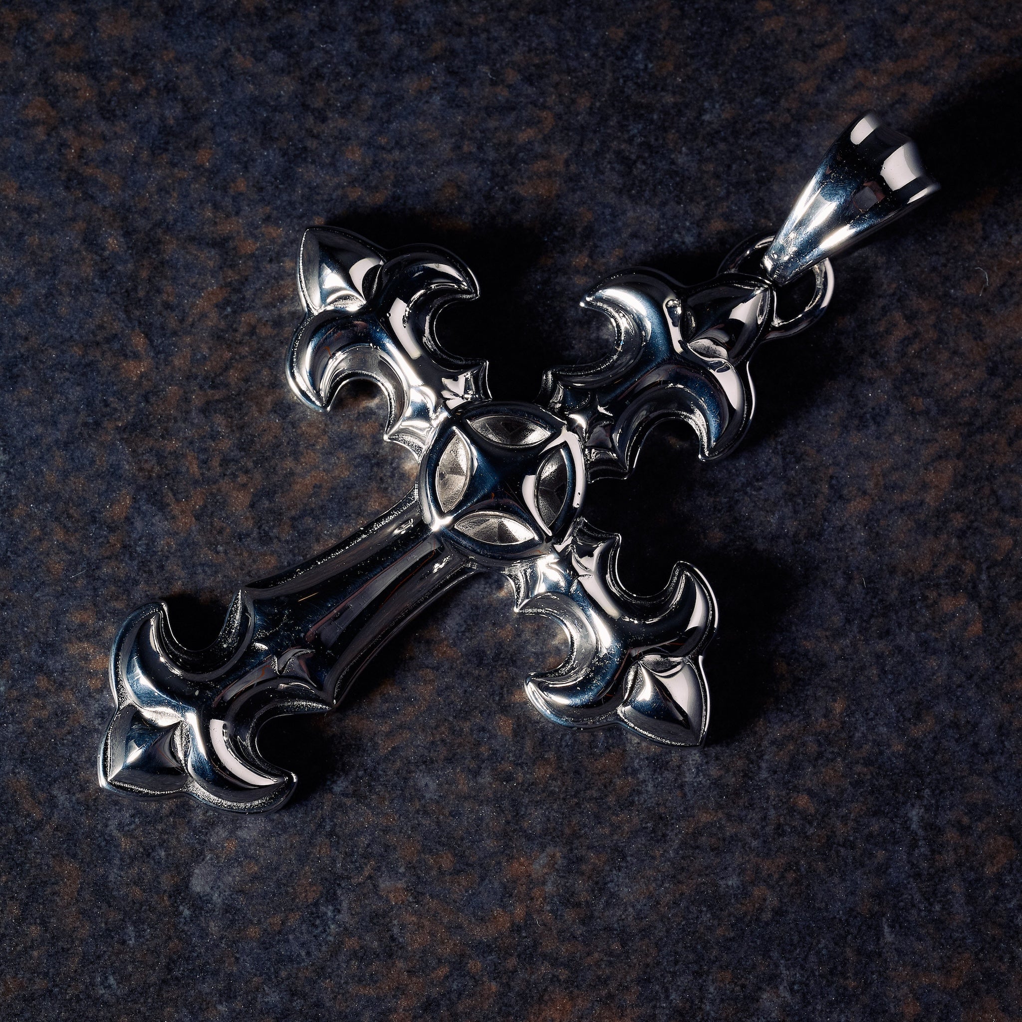 GLD X Bloody Osiris Large Cross Pendant in Solid White Gold