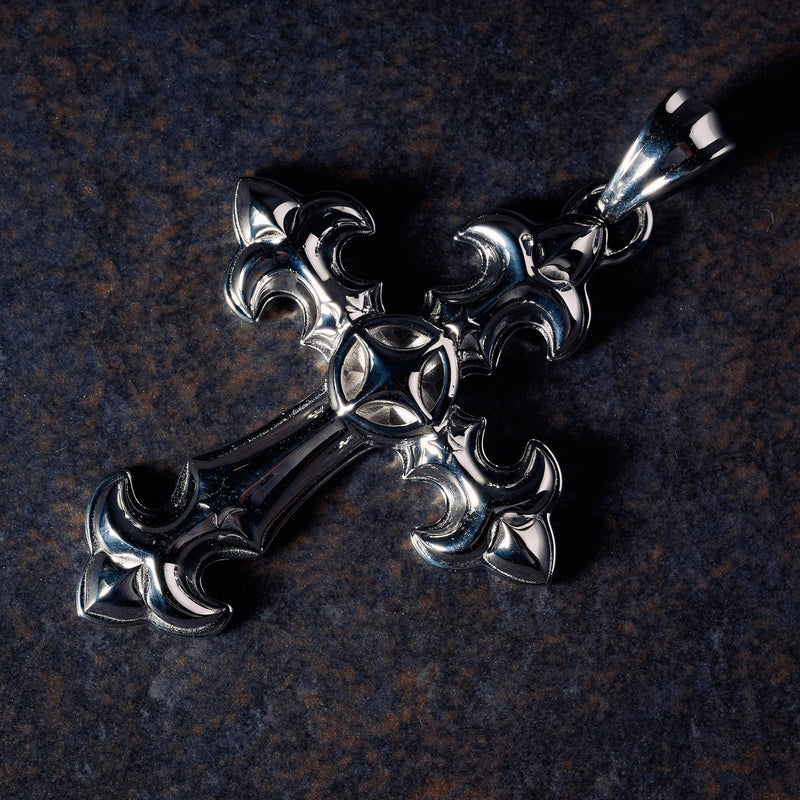 GLD X Bloody Osiris Large Cross Pendant in Solid White Gold