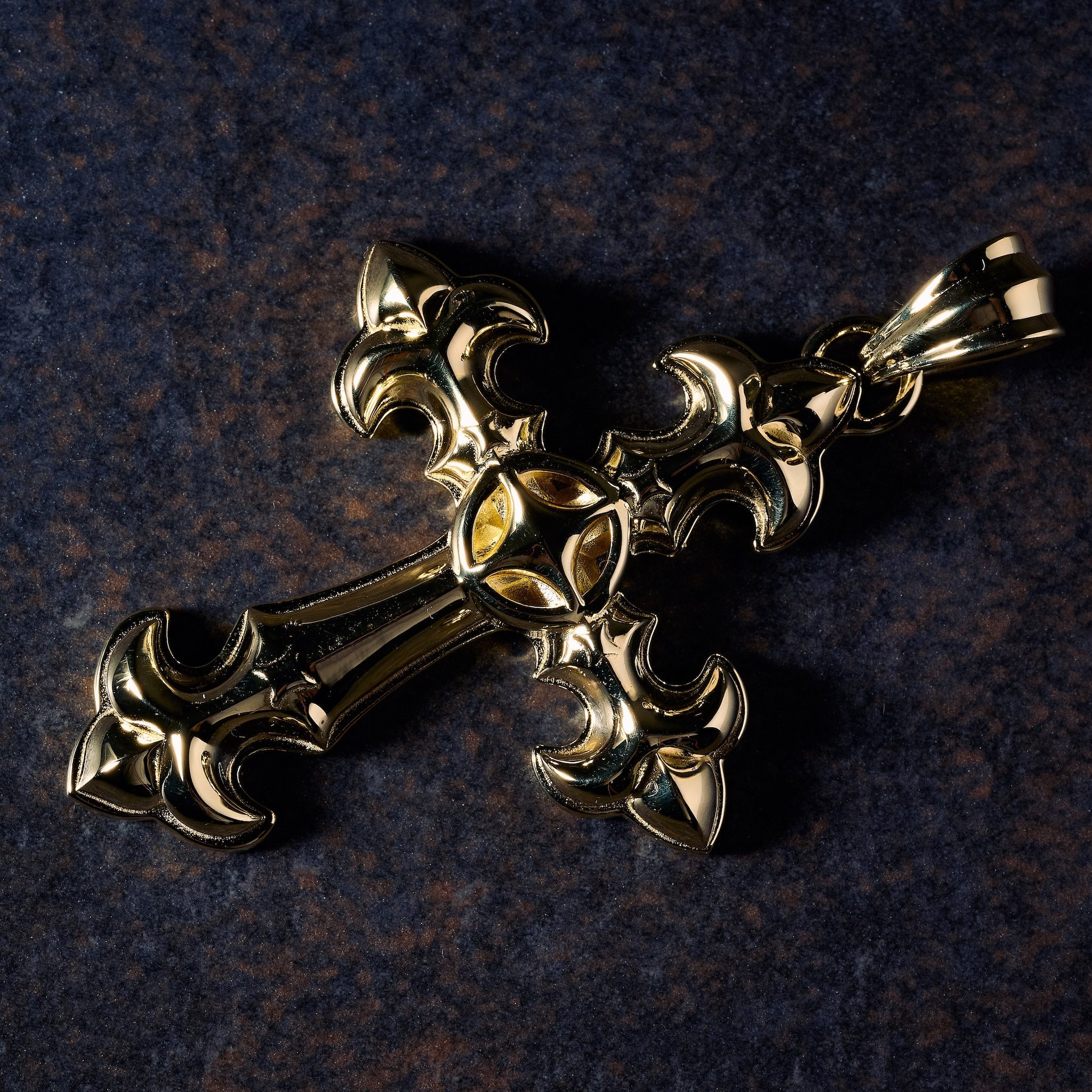 GLD X Bloody Osiris Large Cross Pendant in Solid Yellow Gold