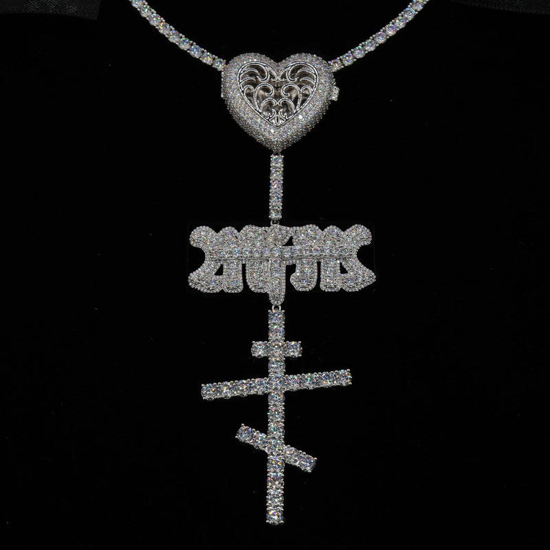 GLD X Bloody Osiris Lab Diamond Locket Rosary Chain in Solid White Gold