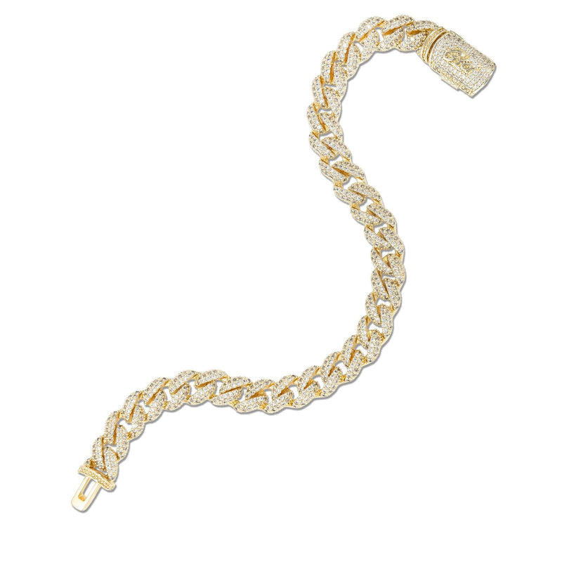 Women's Moissanite Diamond Cuban Bracelet in Yellow Gold Vermeil - 8.5MM