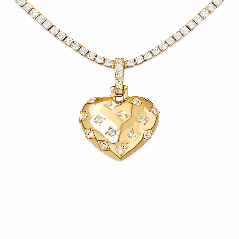 Diamond GLD Star Heart Pendant in Yellow Gold