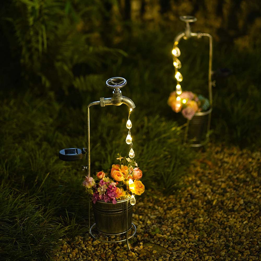 Solar Faucet Garden Stake with Planters