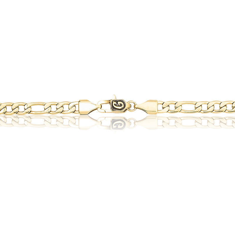 Figaro Link Necklace in Yellow Gold - 4mm
