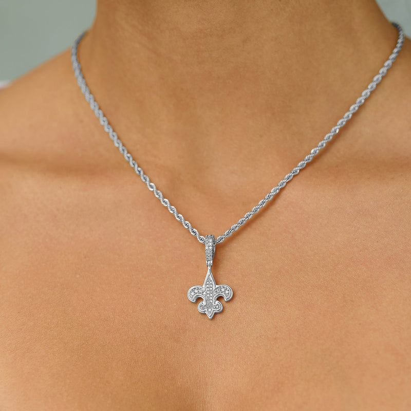 New Orleans Saints Official NFL Micro Logo Pendant in White Gold