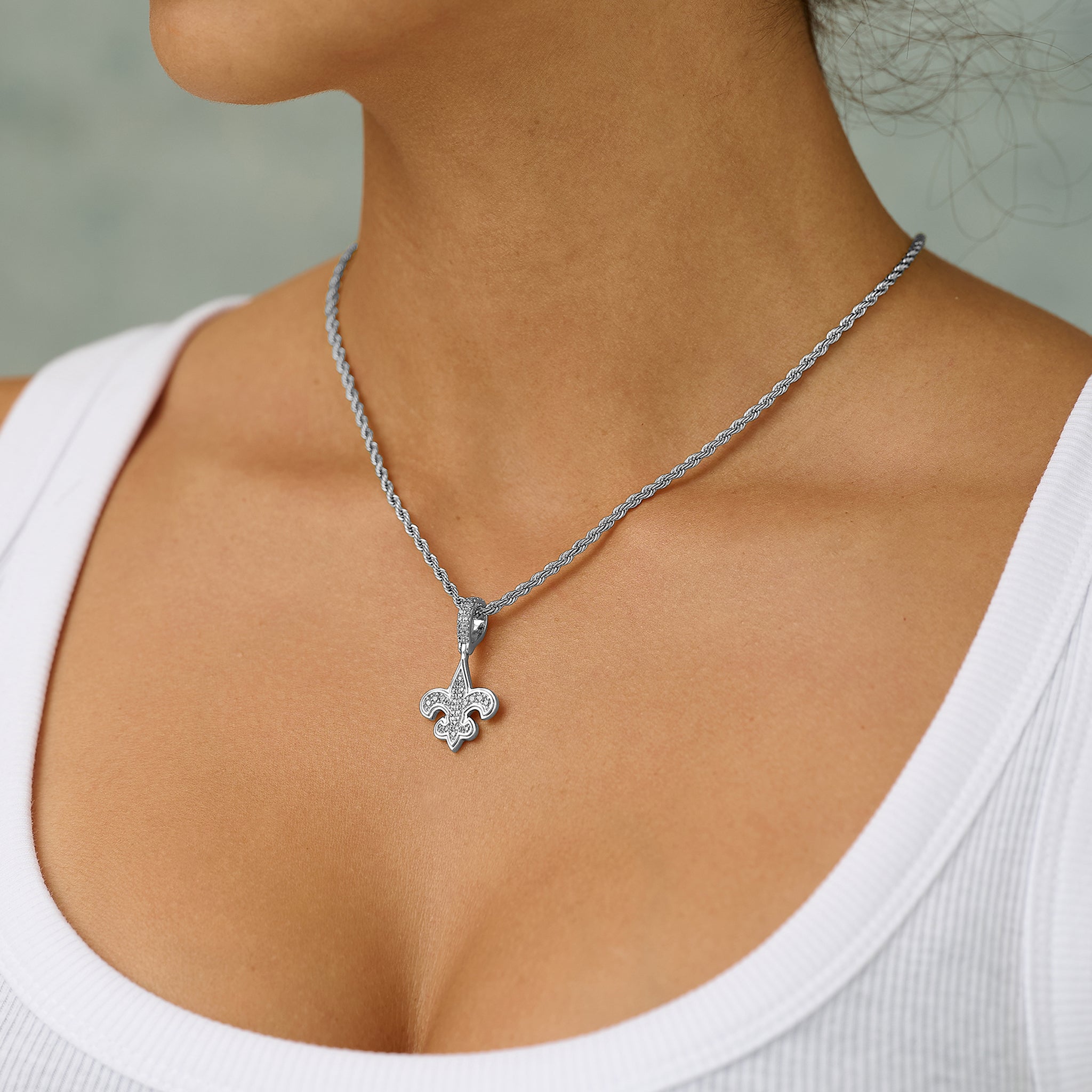 New Orleans Saints Official NFL Micro Logo Pendant in White Gold
