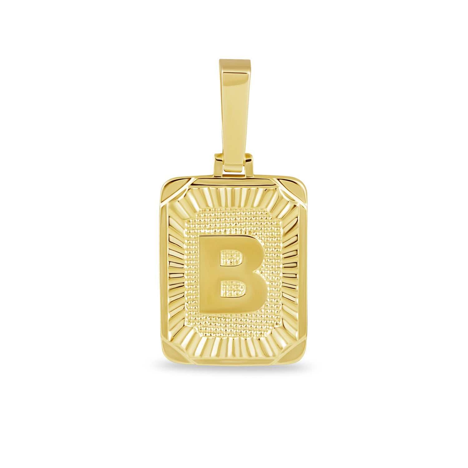 Square Initial Pendant in Yellow Gold