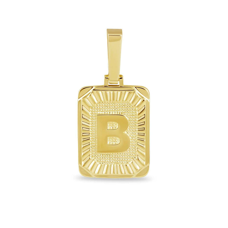 Square Initial Pendant in Yellow Gold