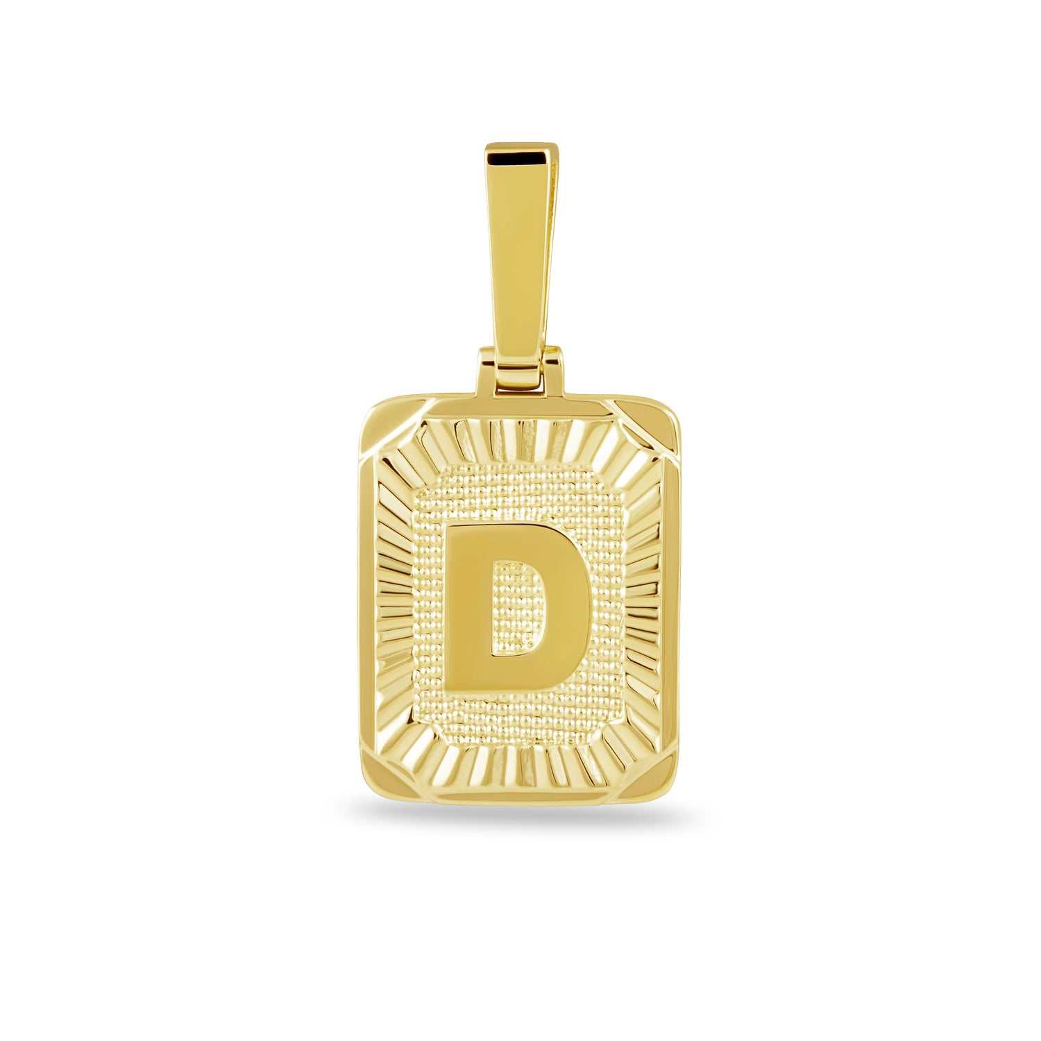 Square Initial Pendant in Yellow Gold