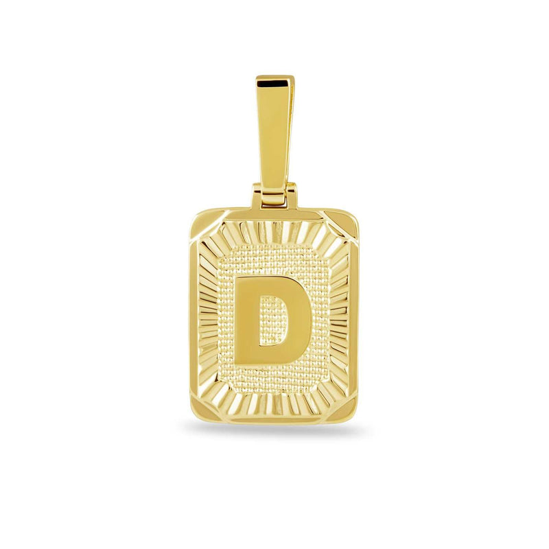 Square Initial Pendant in Yellow Gold