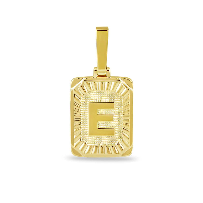 Square Initial Pendant in Yellow Gold