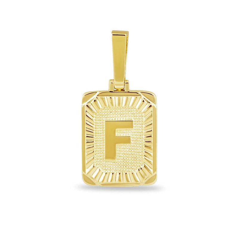 Square Initial Pendant in Yellow Gold