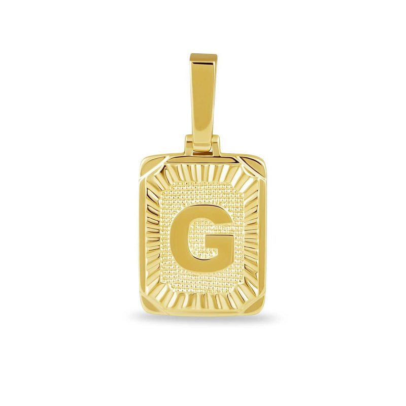 Square Initial Pendant in Yellow Gold