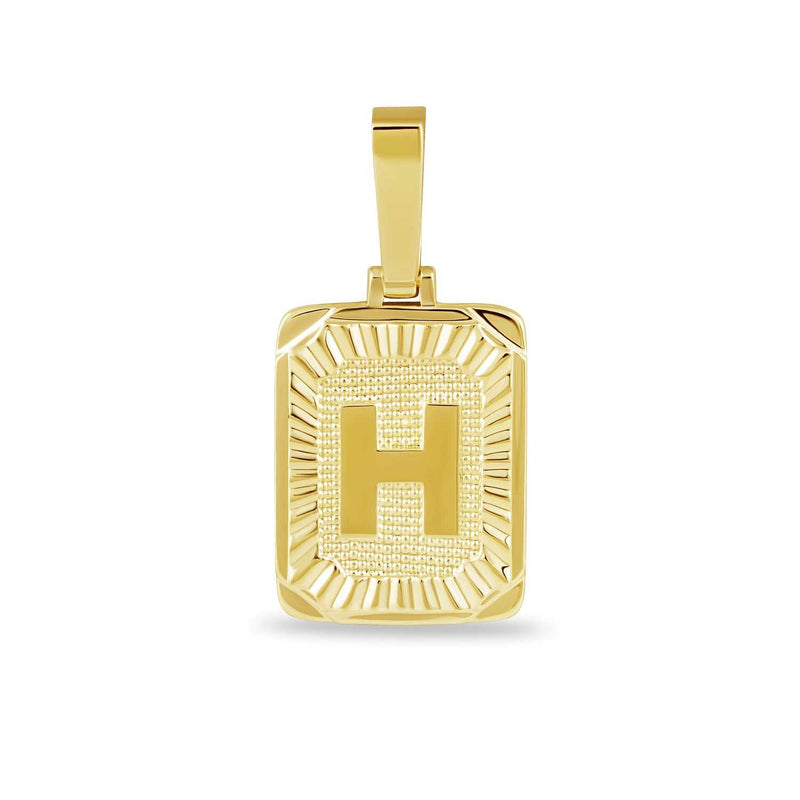 Square Initial Pendant in Yellow Gold