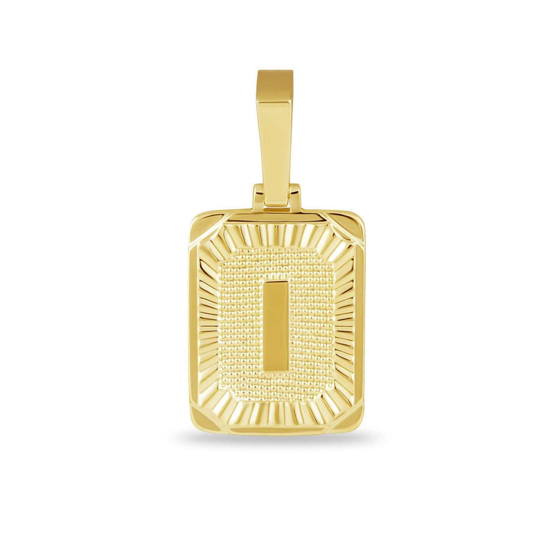 Square Initial Pendant in Yellow Gold
