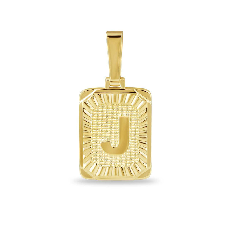 Square Initial Pendant in Yellow Gold