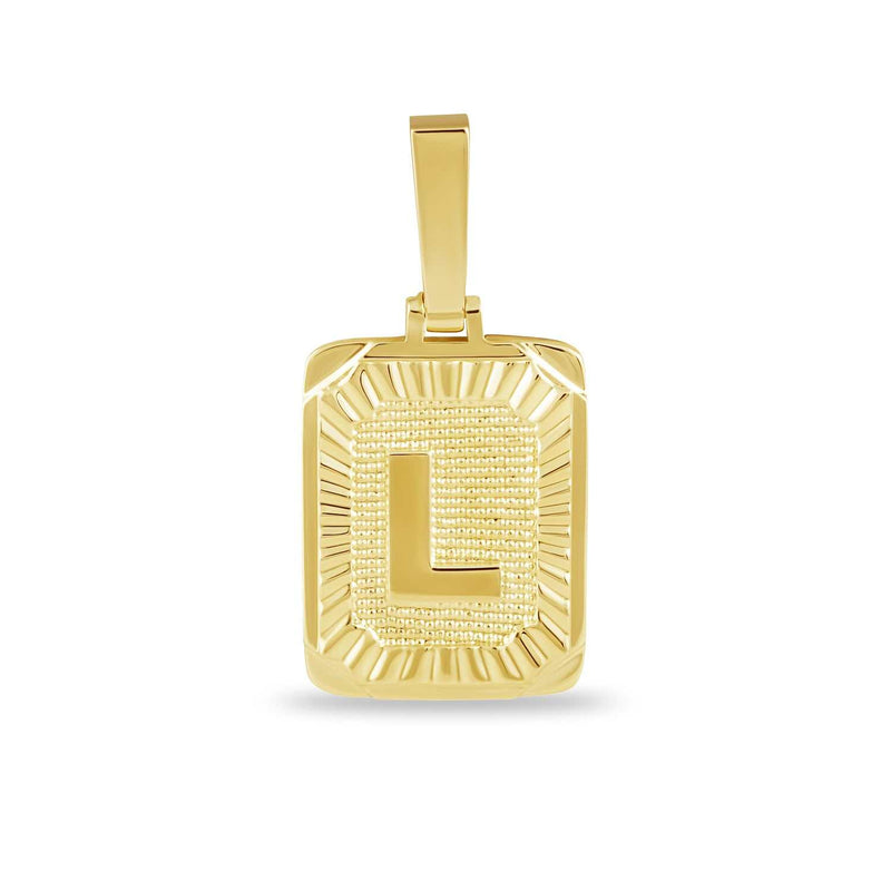 Square Initial Pendant in Yellow Gold
