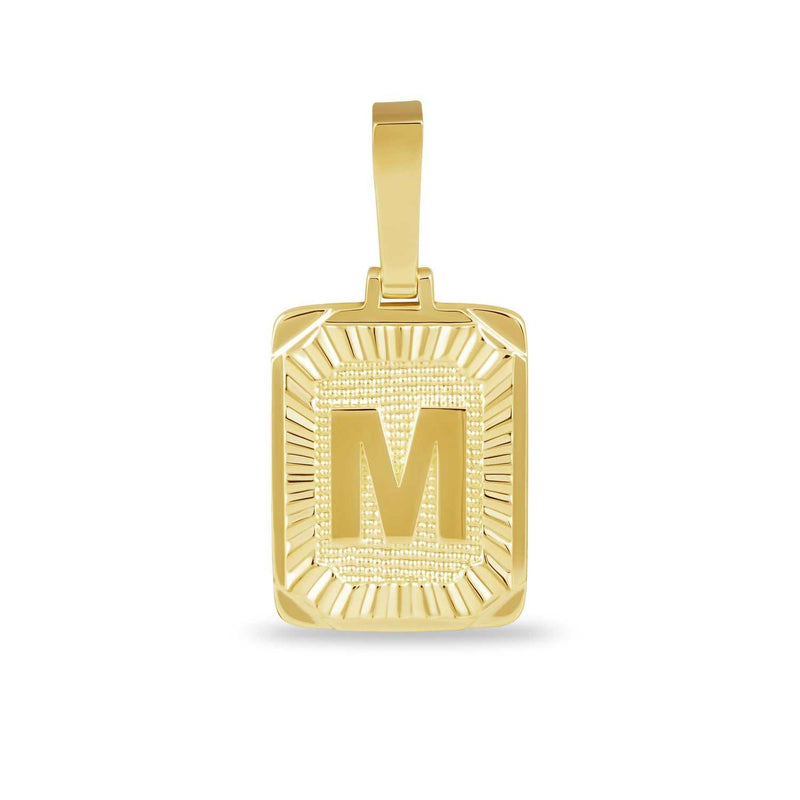 Square Initial Pendant in Yellow Gold