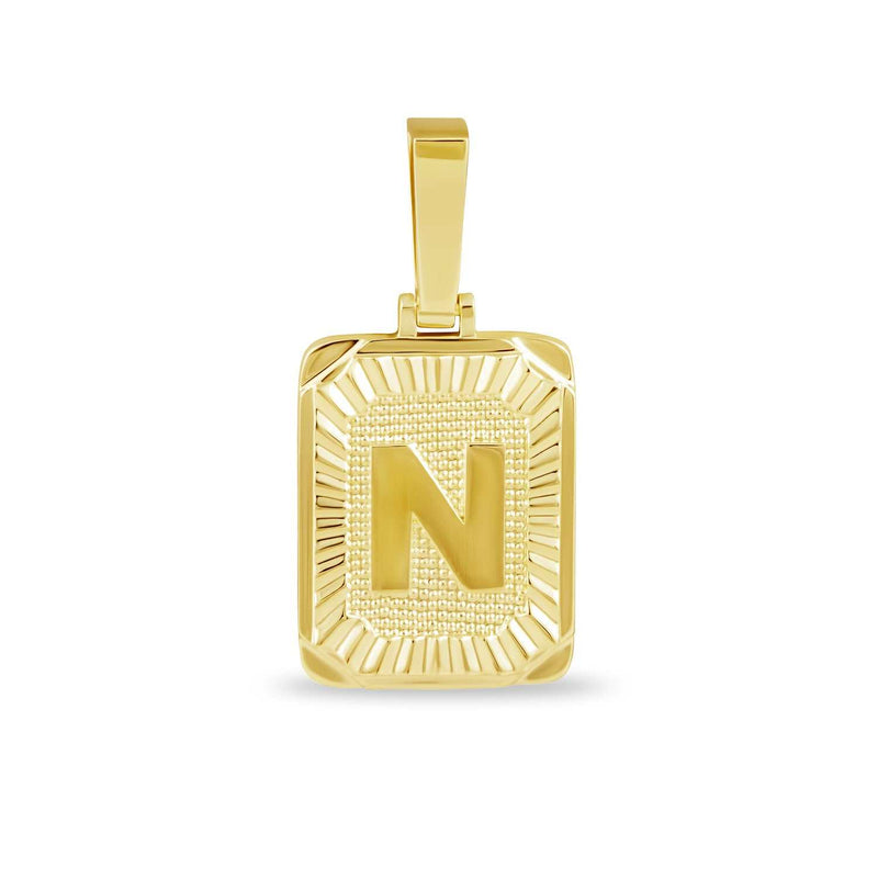 Square Initial Pendant in Yellow Gold