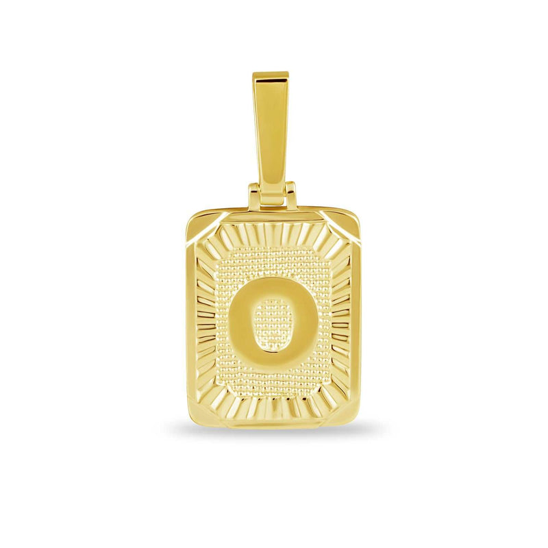 Square Initial Pendant in Yellow Gold