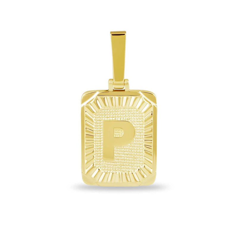 Square Initial Pendant in Yellow Gold
