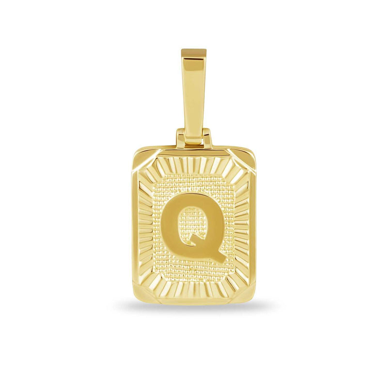 Square Initial Pendant in Yellow Gold