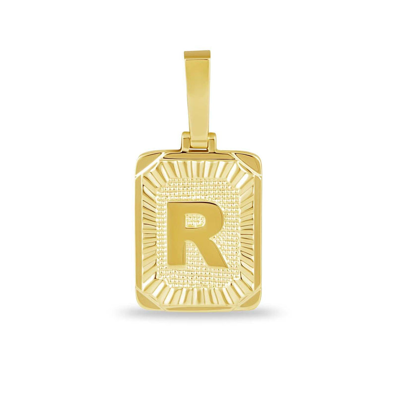 Square Initial Pendant in Yellow Gold