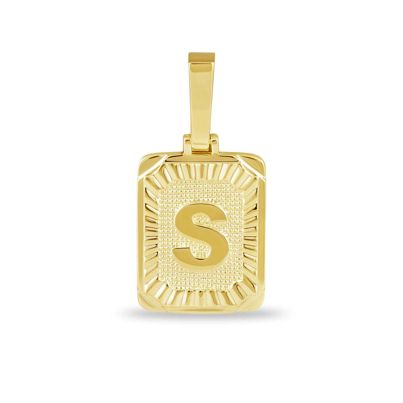 Square Initial Pendant in Yellow Gold