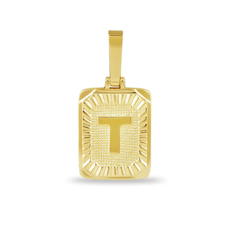 Square Initial Pendant in Yellow Gold