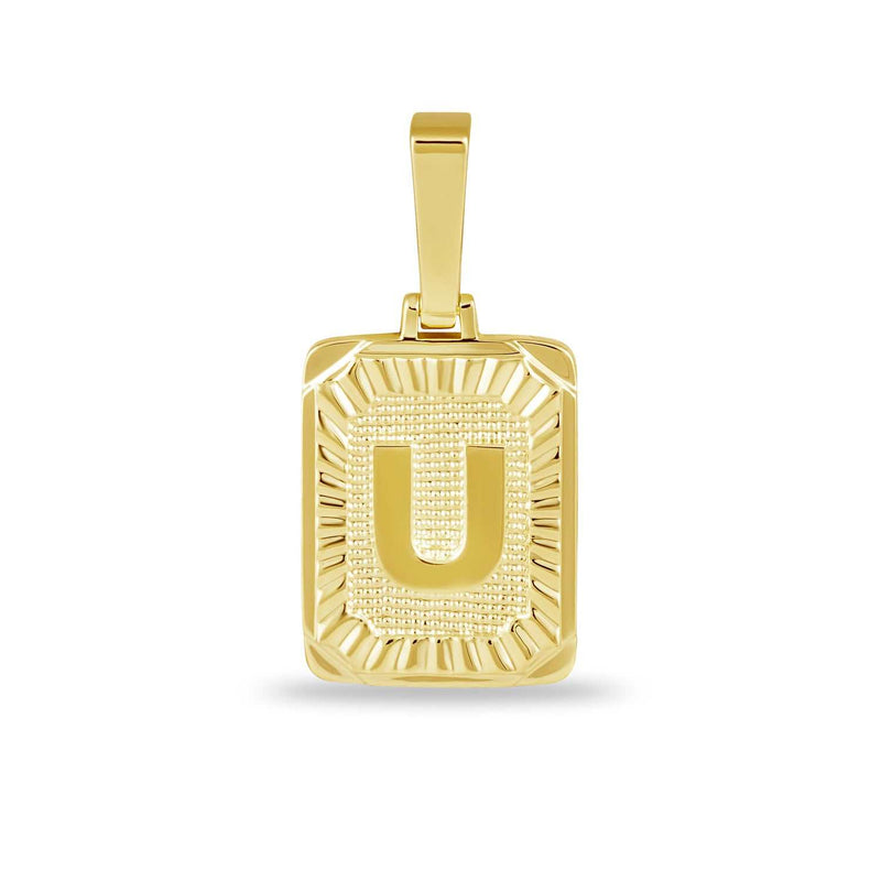 Square Initial Pendant in Yellow Gold