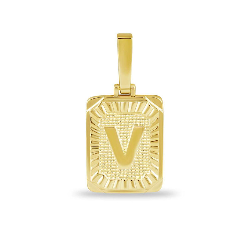 Square Initial Pendant in Yellow Gold