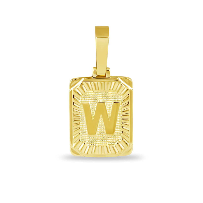 Square Initial Pendant in Yellow Gold