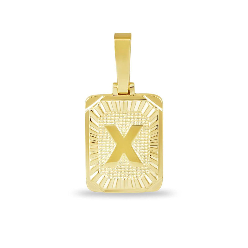 Square Initial Pendant in Yellow Gold