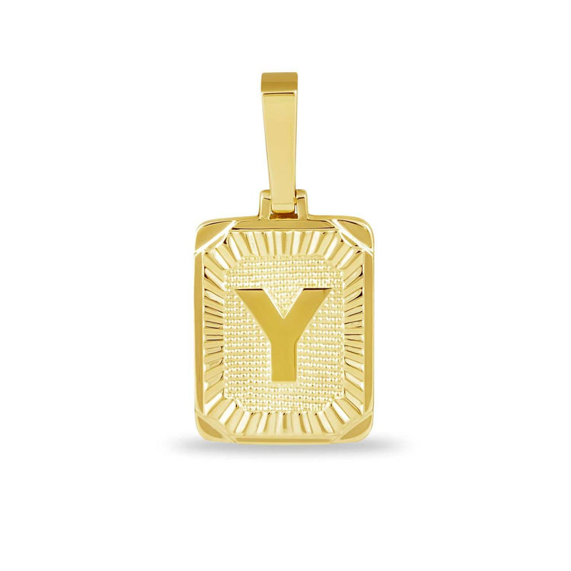 Square Initial Pendant in Yellow Gold