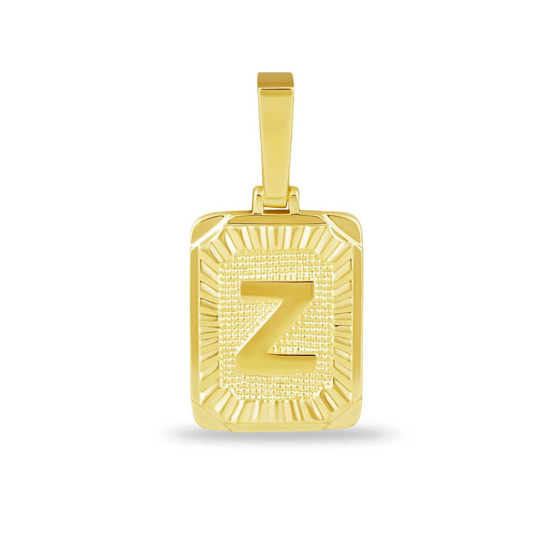 Square Initial Pendant in Yellow Gold