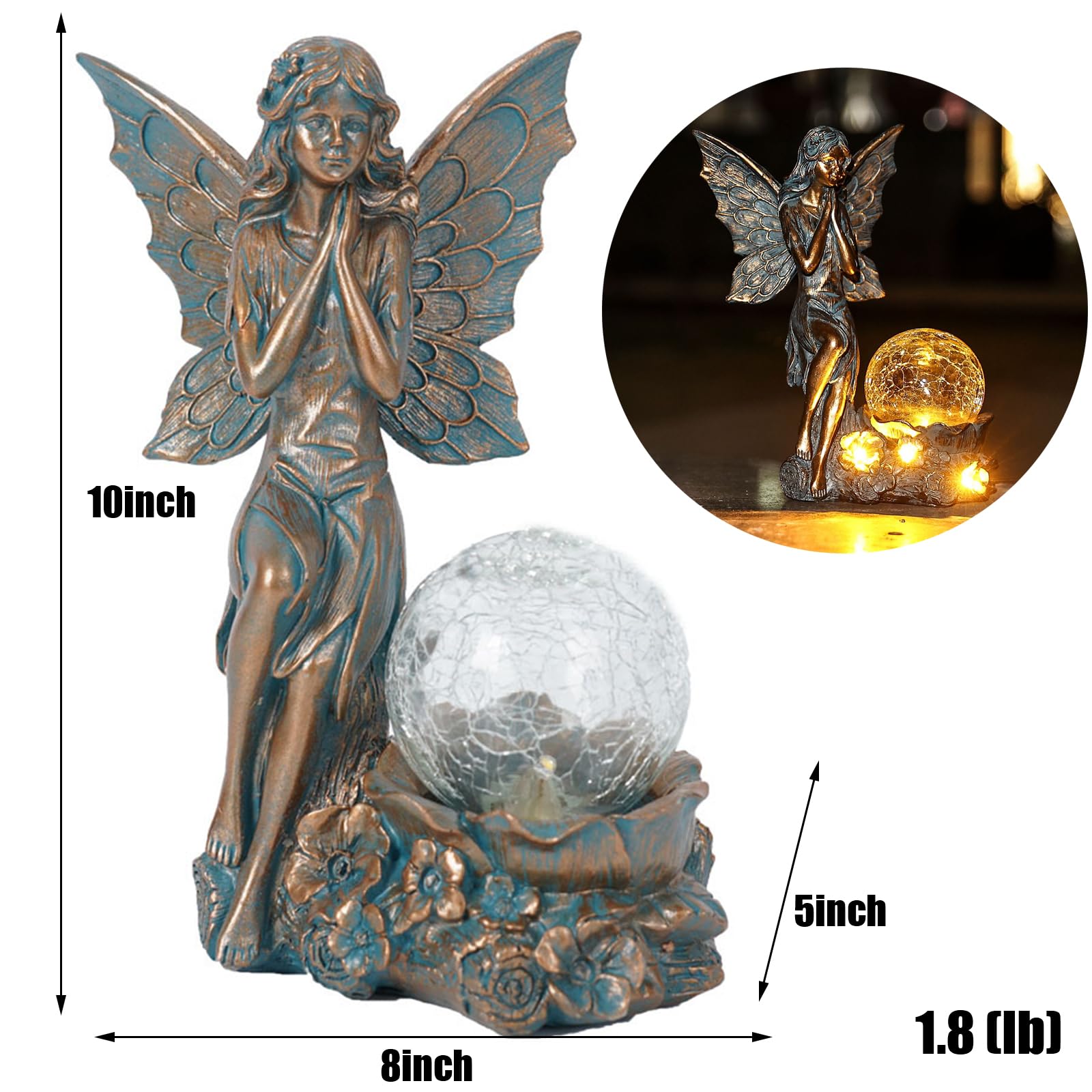Classical Angel Fairy Solar Resin Statue Light