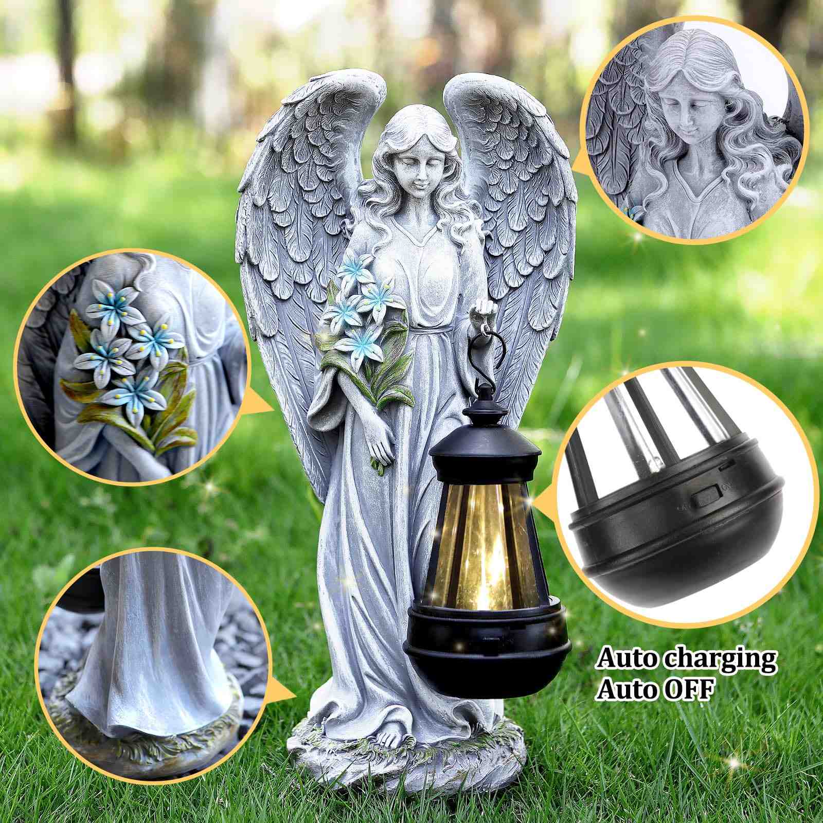 Solar Angel Outdoor Garden Decor Statues Gifts for Women