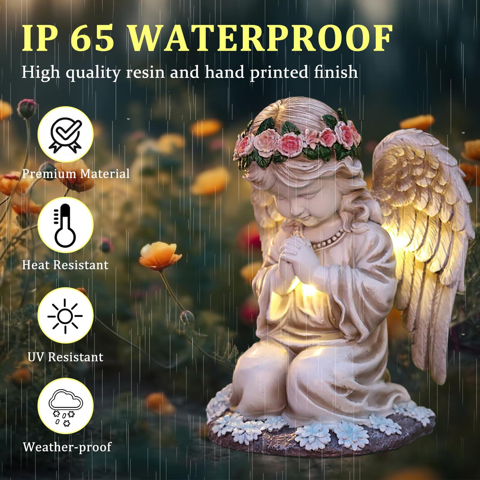 Solar Praying Angel Garden Statue Outdoor Decor