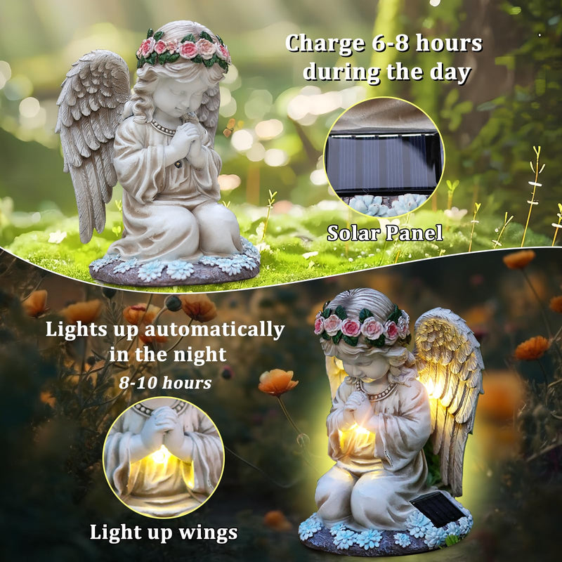 Solar Praying Angel Garden Statue Outdoor Decor