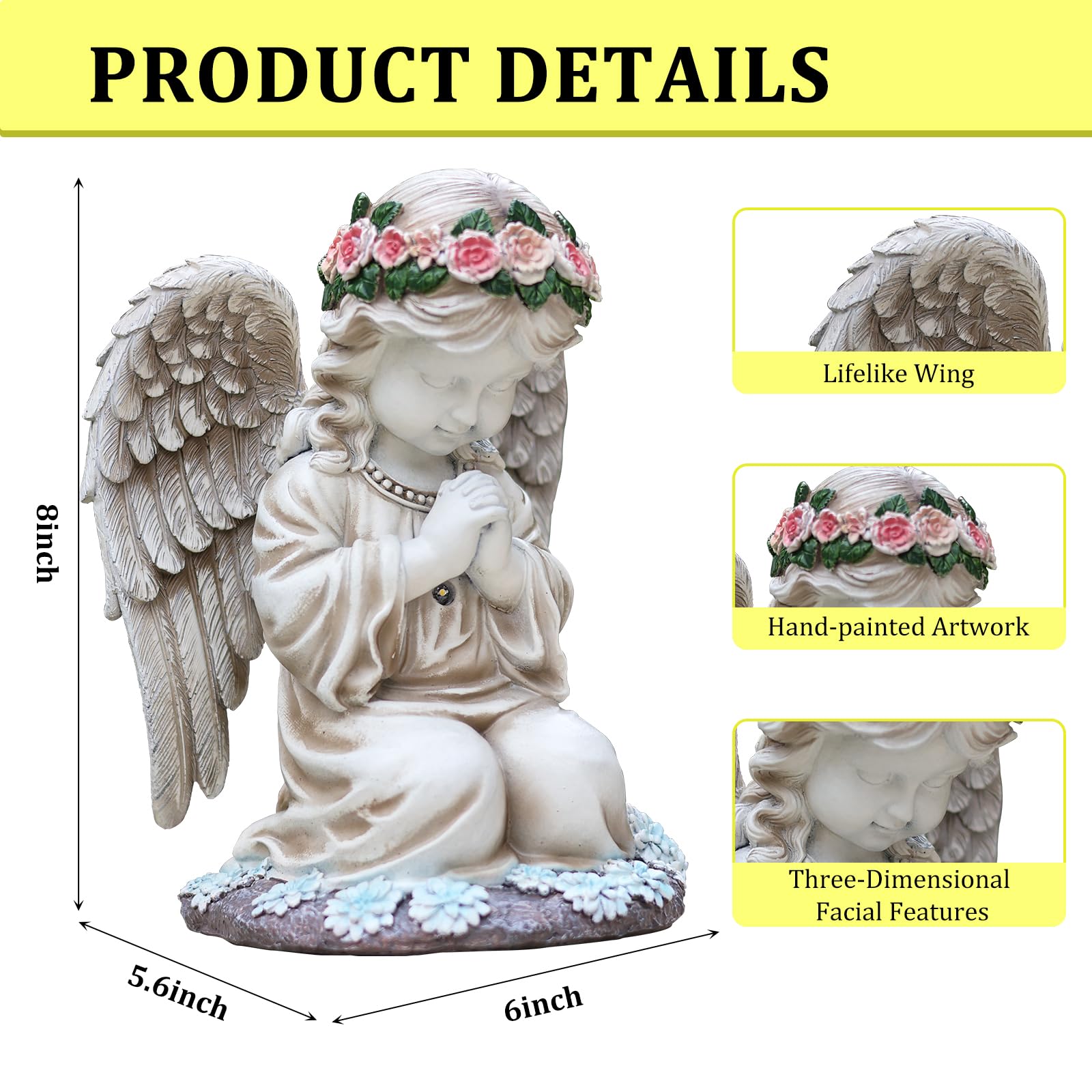 Solar Praying Angel Garden Statue Outdoor Decor