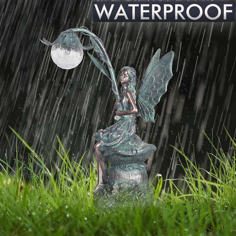 Garden Patina Fairy Statues with Solar Lights
