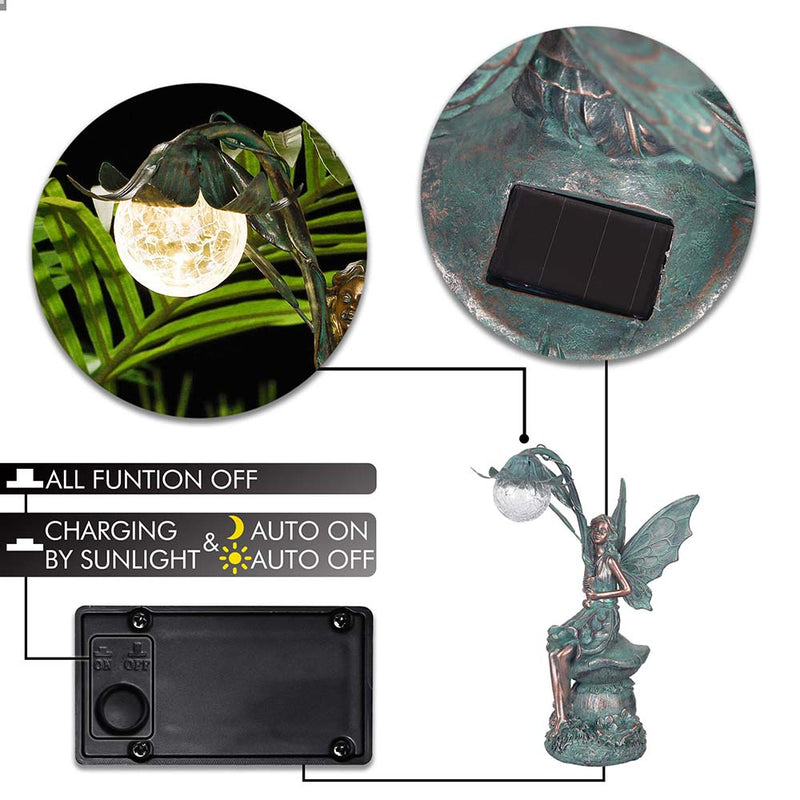 Garden Patina Fairy Statues with Solar Lights
